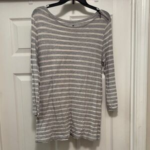 STYLUS Gray and White Striped Long Sleeve Top size large